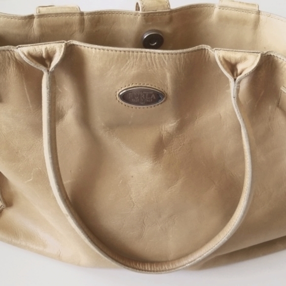 Furla Made In Italy Tan Leather Tote Satchel Handbag - Picture 1 of 8